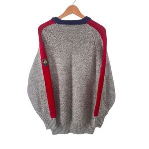 Cricketeer Vintage Grey Fisherman Chunky Knit Wool Blend Sweater
